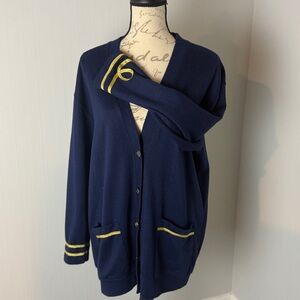 Cathy Daniels Navy Cardigan Sailor design gold details fits like Large